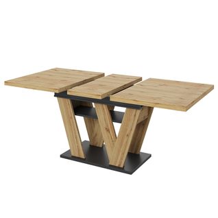 Table Télescopique 119-158,5×80 Cm En Bois Avec Pieds W, Extensible Et Pratique