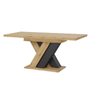 Table Télescopique 119-158,5×80 Cm Bois Avec Pieds En X Et Rangement Intégré