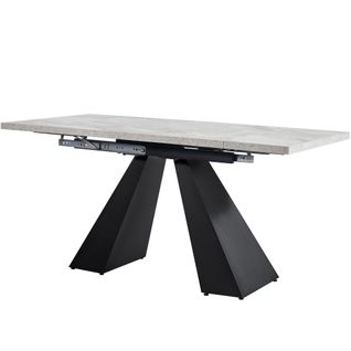 Table Télescopique 99-159×74 Cm Avec Plateau Gris Et Pieds En Colonne