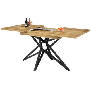 Table Extensible 120–160 Cm Avec Plateau Noyer Et Pied Étoilé Métal Noir