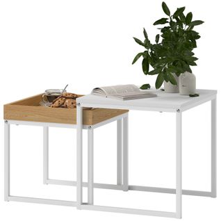 Ensemble 2 Tables Basses Modernes Blanches Pour Petits Espaces