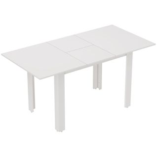 Table à Manger Extensible 120-160 Cm, Design Moderne Blanc Brillant