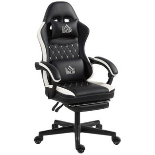 Fauteuil Gaming Noir Et Blanc Avec Repose-pieds Et Soutien Ergonomique