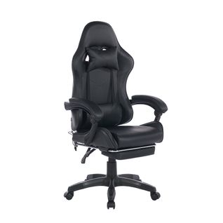 Fauteuil Gaming Ergonomique Noir Avec Massage, Support Lombaire Et Repose-pieds