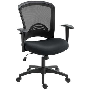 Chaise De Bureau Noir Ergonomique Avec Dossier En Maille, Réglable Et Inclinable