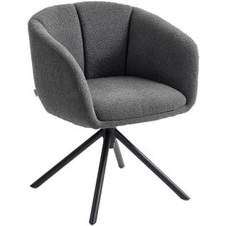Fauteuil Pivotant Gris Foncé Avec Assise Enveloppante Et Revêtement Textile Cosy