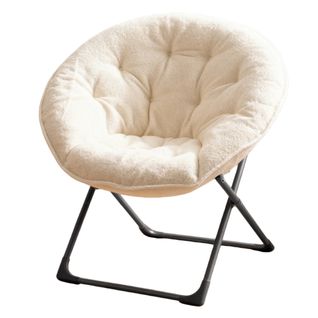 Fauteuil Pliant En Laine D’agneau, Confortable Et Portable, Idéal Pour Chambre Et Extérieur, Beige