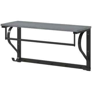 Patère Mural 3-en-1 Avec 5 Crochets Et Étagère Supérieure Gris, Pratique Et Polyvalent