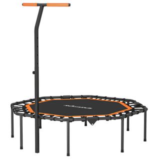 Trampoline Fitness Pliable Avec Poignée Réglable, Silencieux Et Stable, Intérieur, Orange