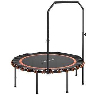 Trampoline Fitness Pliable Avec Poignée Réglable, Silencieux Et Stable, Intérieur Extérieur, Orange