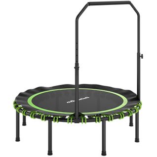Trampoline Fitness Pliable Avec Poignée Réglable, Intérieur Et Extérieur, Vert, Stable Et Silencieux