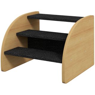 Escalier Pour Chien à 3 Marches Pour Petit Chien, 38,5x38,5x30 Cm, Chêne Et Noir