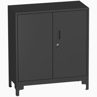 Armoire De Bureau En Métal Noir Avec Portes Verrouillables Et Rangement à Deux Niveaux