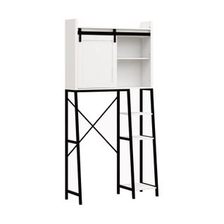 Meuble De Rangement Pour Toilettes Avec Portes Coulissantes, Étagères Ajustables, Blanc