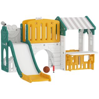 Toboggan 7-en-1 Pour Enfants 1-4 Ans Avec Toboggan, Maison Et Panneau