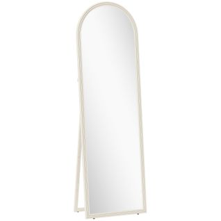 Miroir Pleine Longueur 50x160 Cm, Cadre Blanc En Pierre Synthétique, Multi-usage