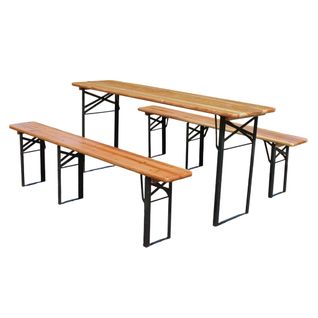 Garniture De Table De Bière Pliante 3 pièces 175 cm En Bois Massif Pour Jardin Et Fête