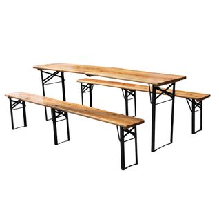 Garniture De Table De Bière Pliante 3 pièces 220 cm En Bois Massif Pour Jardin Et Fête
