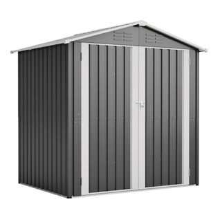 Abri De Jardin Métallique 142 X 185 Cm Avec Porte Verrouillable Et Ventilation Intégrée