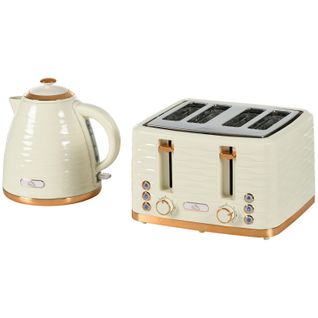 Set 2-en-1 Grille-pain Et Bouilloire 1,7 l Avec 7 Niveaux De Brunissage, Beige