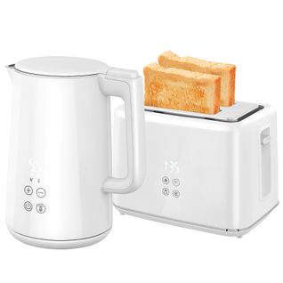 Set Petit-déjeuner 2-en-1 : Bouilloire 1,5 l Et Grille-pain 2 Tranches Avec LED Blanche