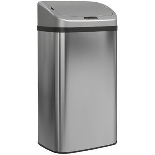 Poubelle Automatique 48 L En Inox Argent Avec Capteur Infrarouge Et Fermeture Intelligente