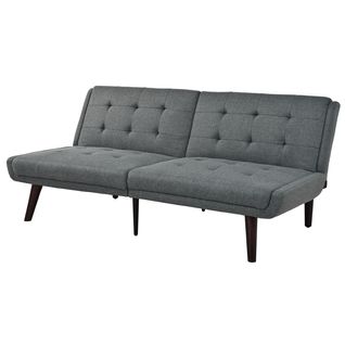 Canapé Pliable 2 Places Avec Dossier 5 Positions, Tissu Gris Respirant, Idéal Petits Espaces