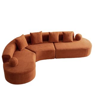 Canapé D’angle L Compressé En Chenille - Orange