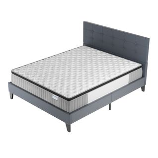 Ensemble 140x200 cm, Lit avec tête de lit + Matelas Ressorts Ensachés ép. 30cm à mémoire de forme