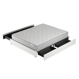Ensemble 160x200 cm, Lit avec Tiroirs + Matelas mousse ép.22cm Accueil mémoire de forme