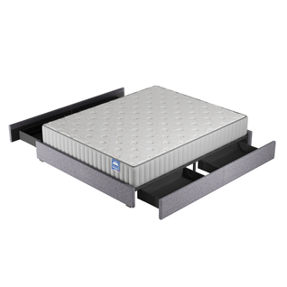 Ensemble 140x190 cm, Lit avec Tiroirs + Matelas mousse ép.22cm Accueil mémoire de forme