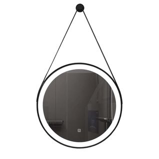Miroir De Salle De Bain LED 60cm Rond Suspendu Avec Cadre Noir Lb-356060b-60-60