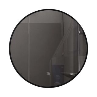 Miroir De Salle De Bain LED Rond 80cm à Avec Cardre En Aluminium Noir Lb-338080-80-80