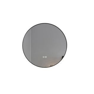 Miroir Salle De Bain LED Rond 60cm Anti Buée Avec Cadre Noir Lb-4647ba