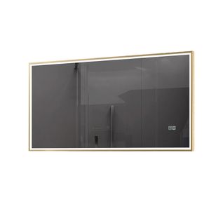 Miroir Salle De Bain LED 90x60cm Anti Buée Avec Cadre Doré Lb-126080g