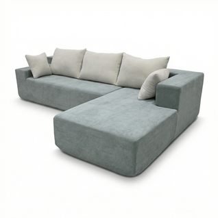 Canapé angle fixe Compressé Luna 3 places design Vert Blanc Droite