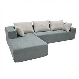 Canapé angle fixe Luna 3 places design Vert Blanc gauche