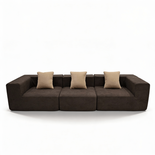 Canapé fixe compressé design Pure 3 places Marron Beige