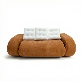 Canapé convertible compressé Salon Modulable Dépliable Okoa 2 Places Orange Blanc