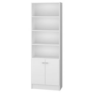 Bibliothèque 2 Portes Blanche 5 Niches L 61.5 H 182.5 P 30.5 Cm