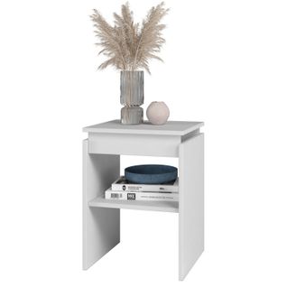 Chevet - Bout De Canapé Blanc 2 Niches L 38 H 52 P 33 Cm