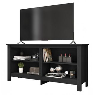 Meuble TV 65 Pouces Noir 4 Niches L 148 H 69.5 P 38.5 Cm