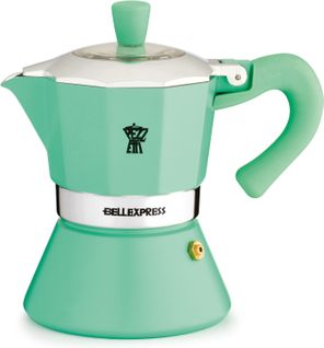 Cafetiere Italienne - Bellexpress - Aluminium - 6 Tasses - Tous Feux Dont Induction - Turquoise