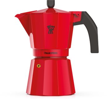 Cafetiere Italienne - Italexpress - Aluminium - 3 Tasses - Rouge