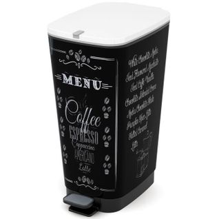 Poubelle De Cuisine à Pédale - Noir - Motif Coffee - 42.5l