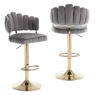 Tabouret De Bar Confortable Avec Repose-pieds, Bascule Rembourré Avec Dossier Haut