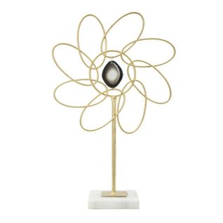 Fleur Déco En Métal "daisy" 37cm Or