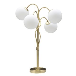 Lampe à Poser Design 4 Sphères "glamy" 74cm Blanc et Or