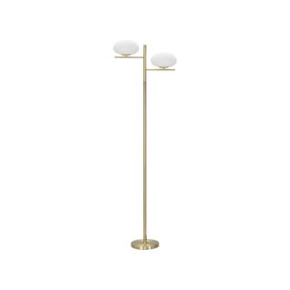 Lampadaire 2 Sphères "glamy" 180cm Blanc et Doré