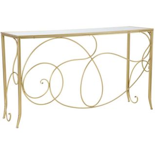 Console En Métal Doré Art 140 X 40 X 80 Cm